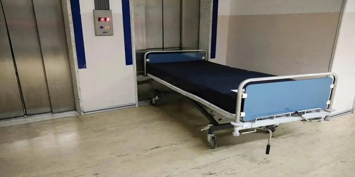Stainless steel hospital elevator with hygienic interior in UAE