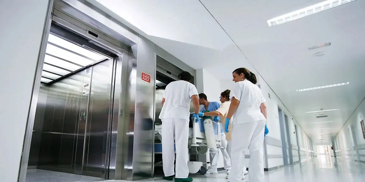 Multi-floor hospital elevator for patient and staff movement in UAE