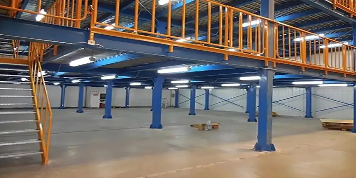 Mezzanine staircase with compliant guardrails